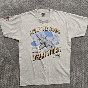 Vintage Support Our Troops Desert‎ Storm Shirt Mens Large Screen Stars USA 90s